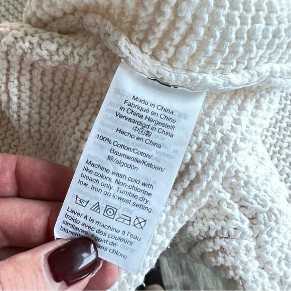 Madewell Arden V-Neck Pullover Chunky Knit Sweater - Almost White - Picture 4 of 10